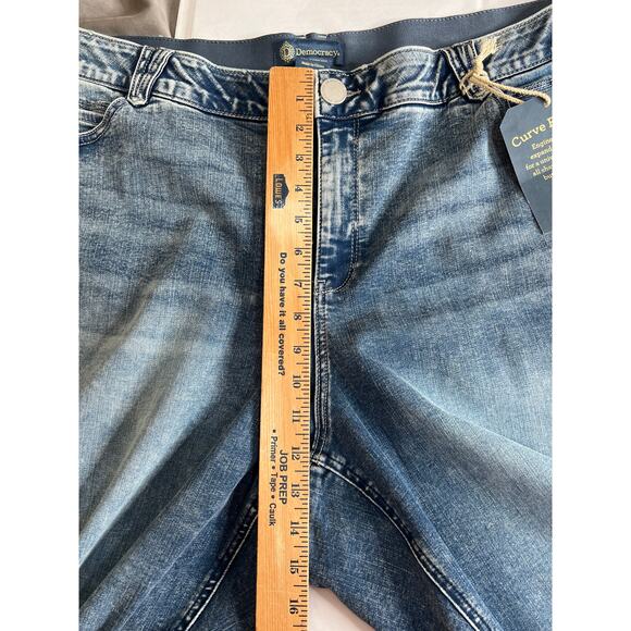 Democracy AB NEW jeans cropped cuffed elastic waist high-rise blue stretchy - Picture 4 of 8